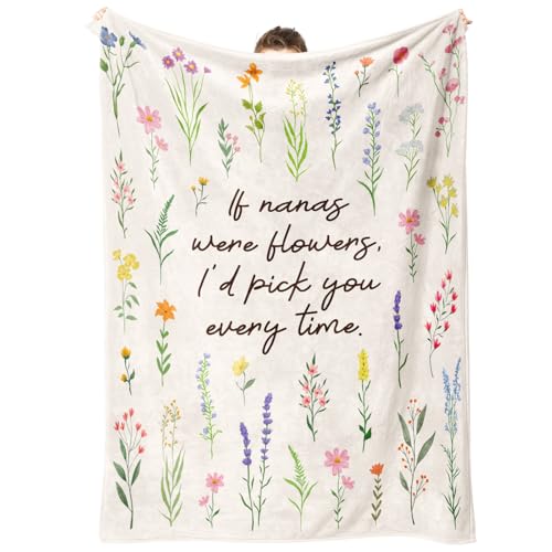 Cylitmer Nana Gifts Floral Printed Blanket Nana Birthday Gifts from Grandkids Best Grandma Gift on Grandparents Day Christmas Soft Throw Blanket 50 x 60