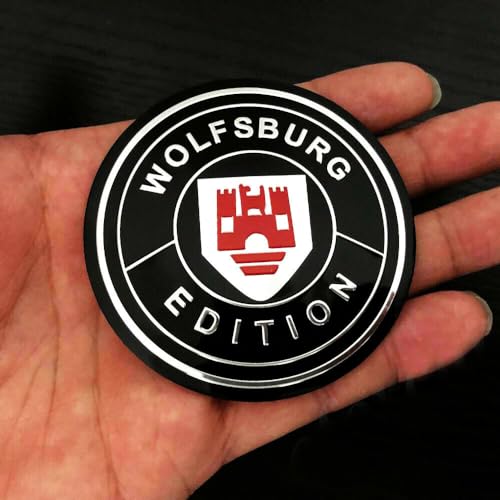 Image of 4Pc Wolfsburg Edition Emblem Car Wheel Center Hub Cap 3D Badge Decal Sticker Replacment for Wolfsburg (Red)