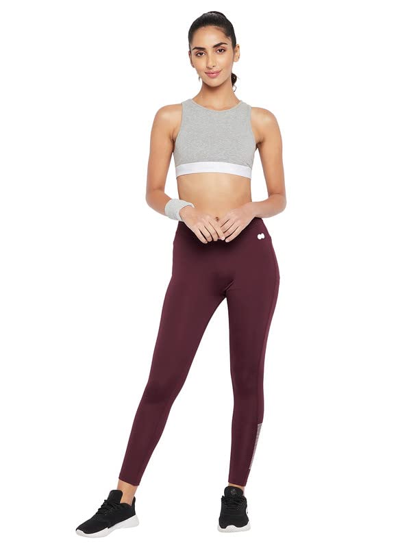 clovia Women's Snug Fit High-Rise Active Tights in Purple-picture-15
