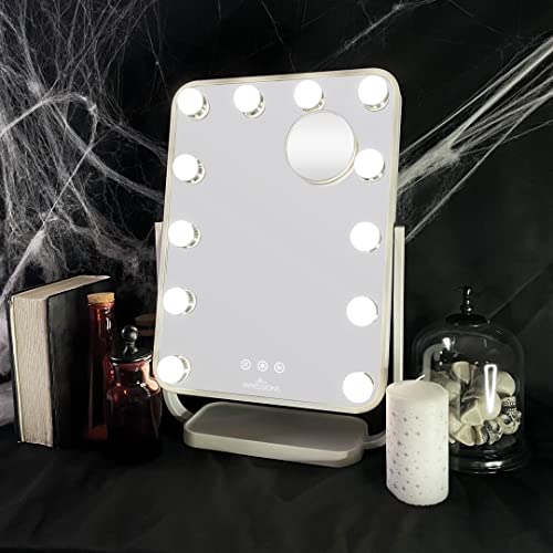 Impressions Vanity Contour Tri-Tone Led Makeup Mirror With Touch Sensor, 360 Degree Swivel Mirror With Adjustable Brightness And 7X Detachable Magnifying Glass (White) #TOP6