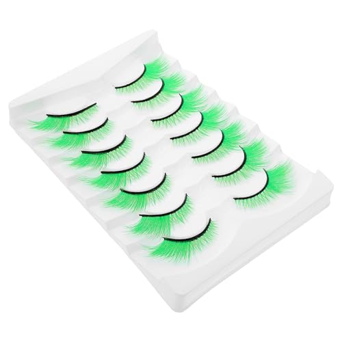 JOYOFREELY Pestañas Postizas Verdes 7 Pares Purpurina Densas y Abundantes Accesorio para Maquillaje de Ojos en Halloween y Día de San Patricio Reutilizables para Fiestas y Disfraces