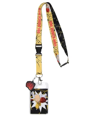 One Punch Man Manga Saitama ID Badge Holder Keychain Lanyard w/Rubber Pendant
