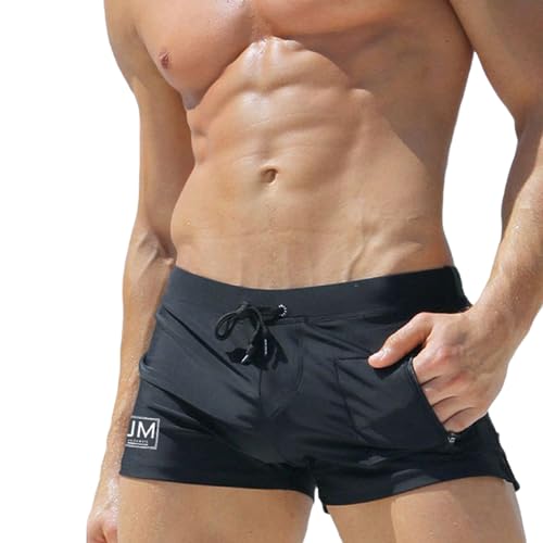 Boxer Shorts de Bain pour Homme - Confortable avec Cordon de Serrage Réglable pour Sport et Plage (FR/ES, Alpha/Lettres, TG, Taille Normale, Taille Normale, Noir)
