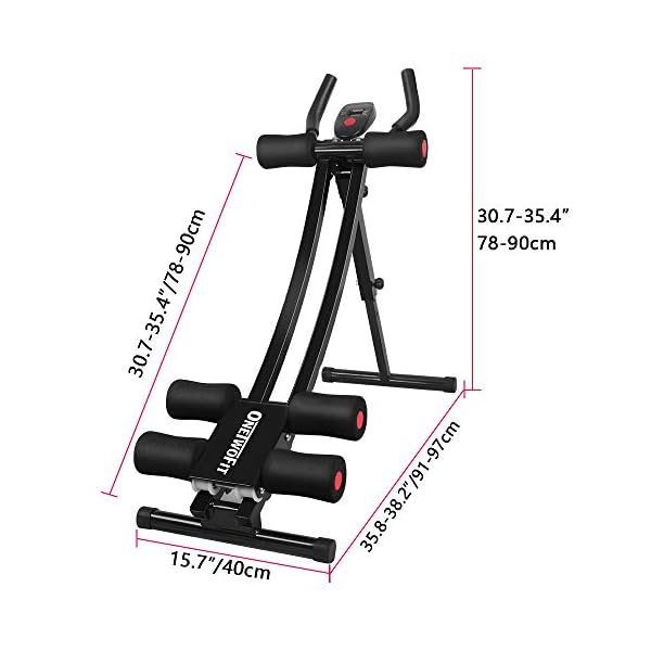 ONETWOFIT Core&Abdominal Trainers Abdominal Workout Machine, Height Adjustable Home Ab Trainer with LCD Display OT129