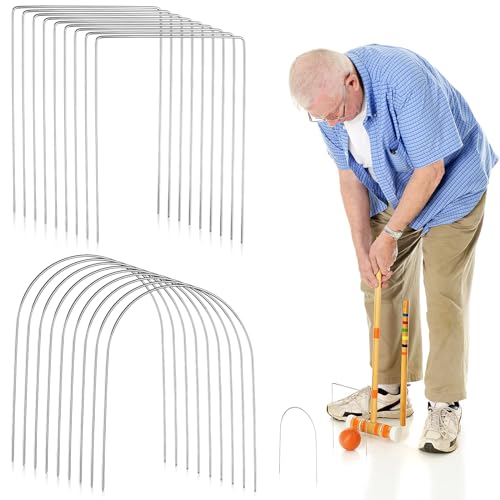 18 Pcs Croquet Wickets Replacement for Croquet 9 x 7.8 Inch Metal Croquet Hoops with Galvanized Rustproof Arch Croquet Wicket Square Wickets Replacement for Lawn Backyard Outdoor Croquet Game