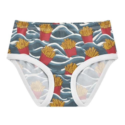 Wusikd Waves French Fries Girls' Underwear Cotton Red Girls Briefs Soft Toddler Underwear 2T
