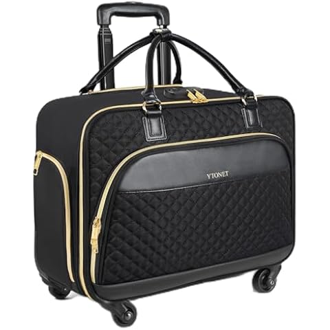 Ytonet Rolling Briefcase for Women, 17.3 Inch Rolling Laptop Bag with 4 Spinner Wheels, Water Rresistant Rolling Computer Bag with Lock, Large Rolling Bag for Travel Business Overnight Teacher, Black Cover
