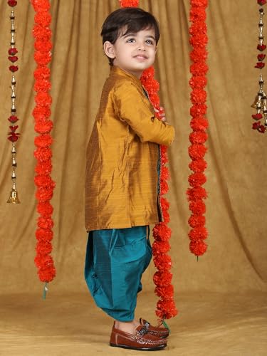 Image of POLKA TOTS Pure Cotton Traditional Dhoti Kurta Set for Baby Boys, Toddlers & Kids | Soft and Breathable Cotton Ethnic Dress for Festivals and Weddings | Traditional Elegant Indian Festive Clothing