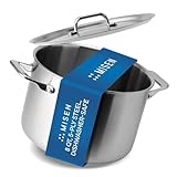 Misen 5-Ply Stainless Steel Stockpot – Large Cooking Pot for Boiling, Simmering & Stewing - Consistent, Even Heating - Durable, Dishwasher Safe – Oven-Safe to 800F, Induction Ready - 8 QT