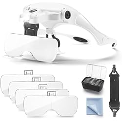 Gafas De Trabajo Con Luz Lupa con luz 2 LED Lupas de Gran Aumento Leer, Extensiones de Reparación de Joyería (#1)