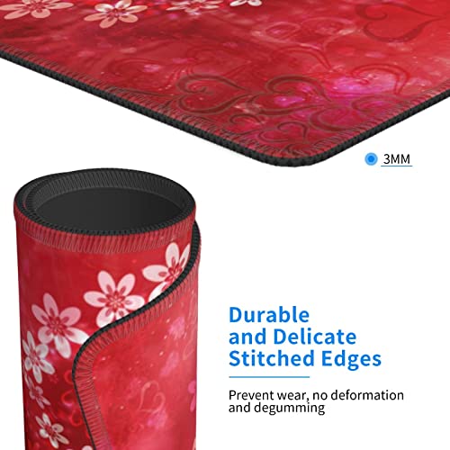 Tapis de souris en forme de cœur imperméable avec bords cousus anti-effilochage