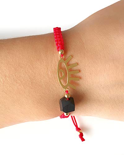 Image of Art & Designs by AA Evil Eye Red Thread Adjustable Bracelet with Genuine Jet Stone Azabache