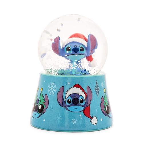 Disney Lilo & Stitch Santa Stitch Mini Light-Up Snow Globe with Swirling Glitter Display | 3 Inches Tall