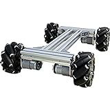 Mecanum Wheel 4wd Metal Robot Car Chassis Control Learning Kit for Arduino Raspberry Pie Microbit with DC Encoder Motor, DIY Steam AGV ROS AI Move Education Platform Robotic Functional Model Silver