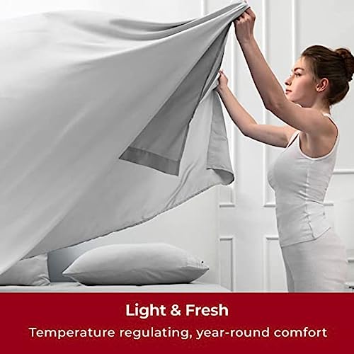 Image of Flat BedSheet with 2 Pillow Covers 600 TC 100% Egyptian Cotton Bedsheet Comfortable & Durable Hotel Quality Sheet (Double 90x100, Light Gray)
