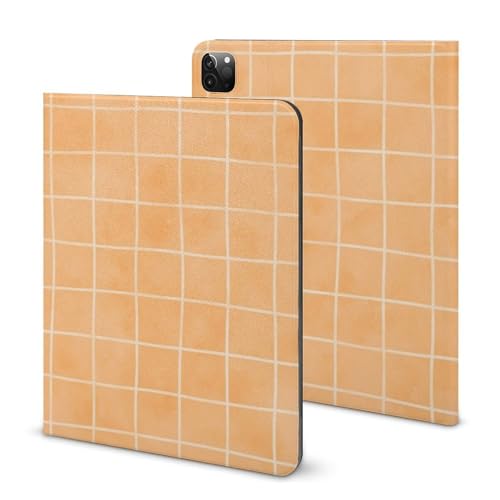 Étui iPad Pro 11 fin au design quadrillage orange dessiné à la main