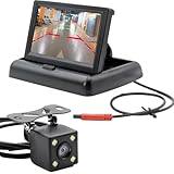 4.3 Inch TFT LCD Car Foldable Monitor Vehicle Rear View Reverse Backup Camera Car LED Camera Kit Video Parking System for Cars,Trucks,Pickups,Suvs, Easy Install