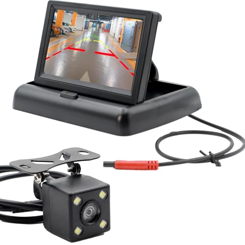 Image of 4.3 Inch TFT LCD Car Foldable Monitor Vehicle Rear View Reverse Backup Camera Car LED Camera Kit Video Parking System for Cars,Trucks,Pickups,Suvs, Easy Install