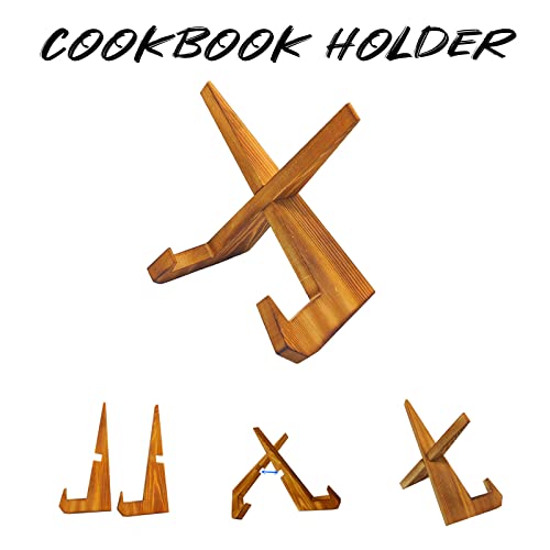 Cookbook Stand ,Recipe Book Stand For Reading , Wood Book Stand -,Book Holder For Thick Cookbooks, Textbooks ,Fits Small Counter Or Desk Space ,Portable Kitchen Hands Free Cook Book #TOP1