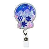 Snowglobe Shaker Badge Reel, Holiday ID Holder, Festive Nurse Badge, Cute Holiday Accessory for Work, Retractable Clip for Healthcare Workers, Teachers & Office Staff