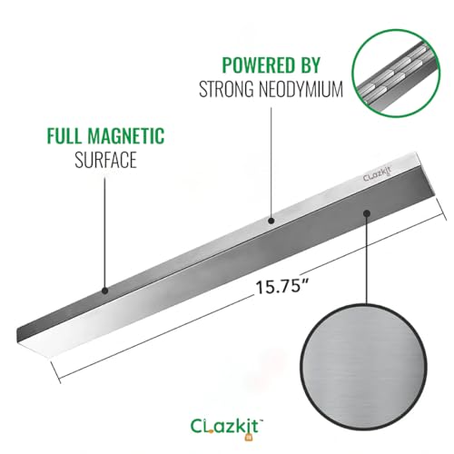 Image of Clazkit 12 Inch Stainless Steel Magnetic Knife Bar with Multi-Purpose Functionality as a Knife Holder, Knife Strip, Magnetic Tool Organizer, Art Supply Organizer & Home Organizer