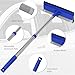 2-in-1 Car Windshield Squeegee and Sponge Scrubber for Cleaning and Washing, Rubber Blade Cleaner with Handle, Retractable car Wipers Suitable for All Vehicles, Blue