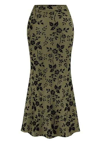 BTFBM Womens Floral Mesh Maxi Skirt 2026 Spring Summer Elastic