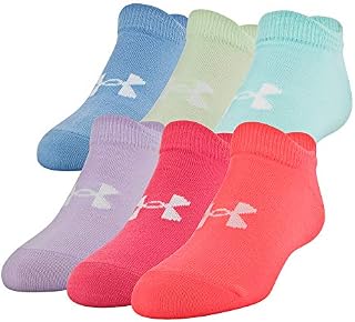 Under Armour Essential 2.0 No Show Socks, 6-Pairs, Blitz Red/Assorted, Shoe Size: Youth