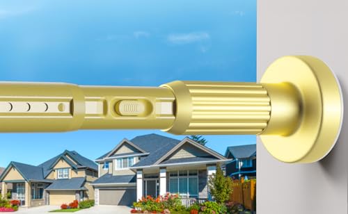 Image of Long Tension Rod 41-103inch Gold Tension Curtain Rods no Drilling | 1.26 inch Diameter Outdoor Curtain Rod for Patio,Windows,Anywhere Heavy Duty Spring Rods Adjustable