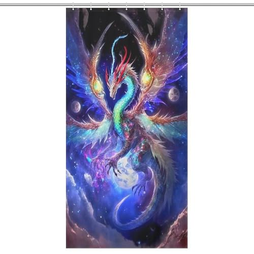 Rideau de douche dragon en tissu polyester lavable imperméable 92x183cm - 7