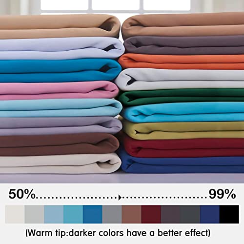 Yakamok Blackout Curtains Room Darkening Thermal Insulated Window Panels,Solid Grommet Top Drapes for Bedroom/Living Room(52Wx72L,Greyish White, 2 Panels)