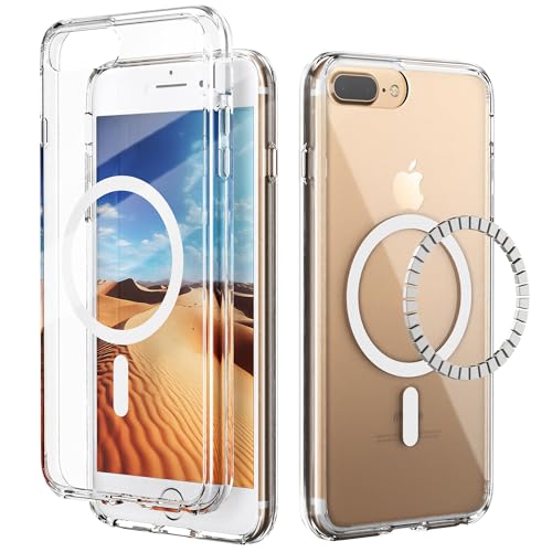IDweel Magnetic for iPhone 8 Plus Case, for iPhone 7 Plus Case,Compatible with Magsafe, Shockproof Shock Absorption, Slim Fit & Lightweight, Scratch-Resistant Protective Bumper Cover,HD Clear
