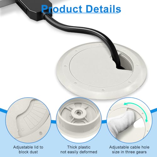 Image of Serplex 4Pcs Desk Grommets 2.36 inches Round Cable Grommets for Office