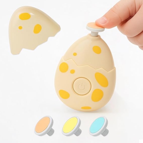 Baby Nail Trimmer Electric Manicure Set, Gentle & Safe Nail File for Newborns, Infants & Toddlers with 3 Grinding Heads, Quiet Operation & Protective Eggshell Case. (NT002_YELLOW)-image-27