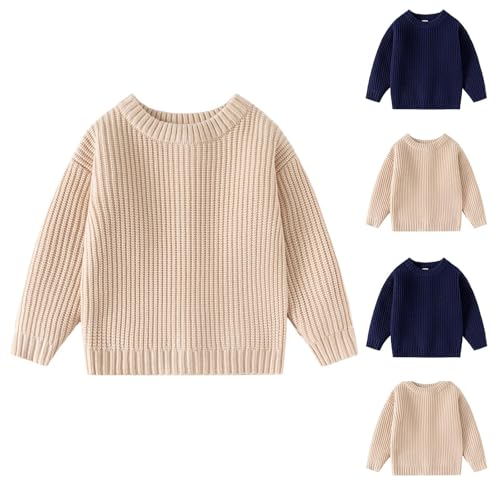 Toddler Boys Girls Chunky Knit Crewneck Sweaters Long Sleeve Kids Fall Winter Cute Pullover Jumper Tops for 1-8 Years2