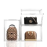 Clear Handbag Storage Organizer, 3 Packs Acrylic Display Case for Purse and Handbag Storage Organize