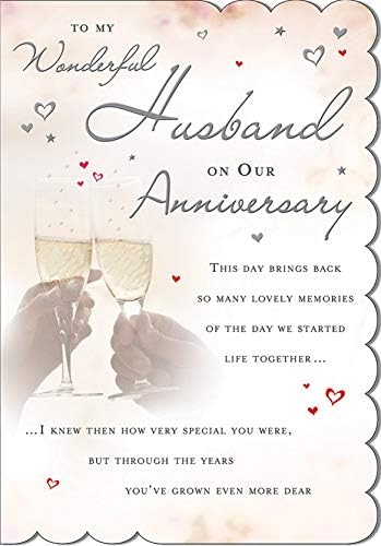 STUNNING TOP RANGE BEAUTIFULLY WORDED 5 VERSE WONDERFUL HUSBAND ANNIVERSARY CARD