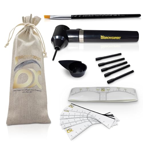 BROWSXPERT Electric Mixer Kit – Henna & Tinting Pigment Mixer Machine, 5 Mixing Sticks Stirring Tool for Mix, 1 Bowl, 1 Brush, 6 Stencils & 3 Sticky Rulers – PMU & Microblading Prep Tool