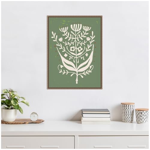 Kate and Laurel Framed Canvas Wall Art Print Bungalow Charm Green by Vicky Yorke, 18 x 24 Sylvie Beaded Dark Gold Frame, Rustic Farmhouse, Abstract Art for Wall Decor by Kate and Laurel - Used condition - Image 5