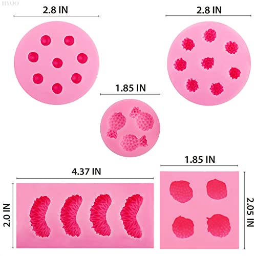 5Pcs Fruit Snack Molds Silicone - Fruit Shaped Silicone Mold Fruit Molds Pineapple Slice Silicone Mold 3D Strawberry Silicone Mold For Orange Blueberry - Candy Mold Silicone For Handmade Jelly #TOP1