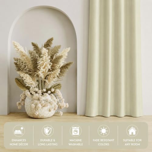 Image of LaVichitra 2 Pieces Solid Premium Blackout Curtains - Thermal Insulated, 3 Layered, 100% Opaque Window - 6 feet, Ecru