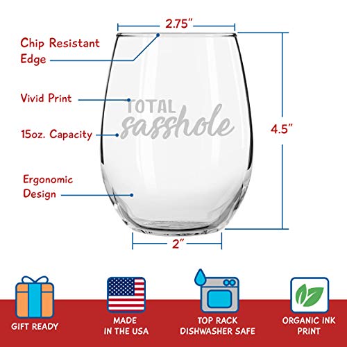 Set Of 4 Crude & Rude Funny Wine Glasses (15 Oz)- Novelty Glassware Gifts For Women- Hilarious Party, Event, Hosting Fun- Wine Lover Glass W/Funny Sayings- Birthday Wine Gift For Friends- Made In Usa #TOP1