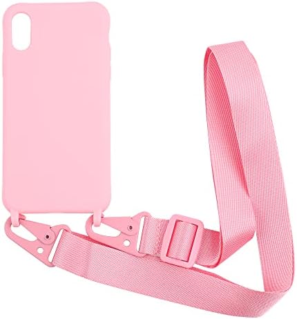 PuYu Zhe Case Compatible with iPhone 13 Pro Max Crossbody Case Silicone Soft Matte,Cover TPU Shell Adjustable Neck Cord Strap Stylish Shockproof Case,Lanyard Case-Black