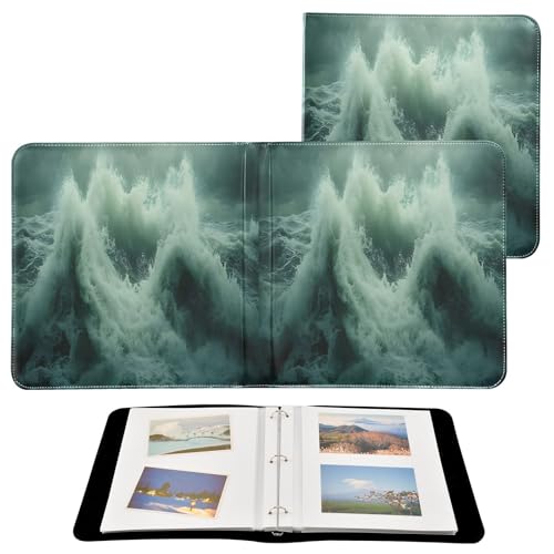 Álbum de fotos autoadhesivo bricolaje patrón Sea Surge con encuadernación de 3 anillos, 40 páginas, 8x10 para recuerdos miniatura 2