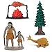 Safari Ltd. Prehistoric Life TOOB - 12 Figurines: Caveman, Cavewoman, Volcano, Mammoth, Doedicurus, Smilodon, Sloth, Dinosaurs - Educational Toy Figures For Boys, Girls & Kids Ages 3+