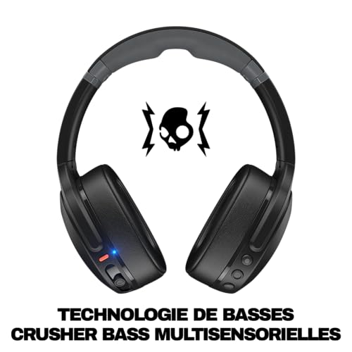 Skullcandy Crusher Evo Casque sans Fil Bluetooth, Câble de Recharge USB-C Supplémentaire, Basses Multisensorielles, Circum-Auriculaire, Isolation du Bruit, 40 Heures d'Autonomie - Noir – vue 2