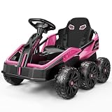 FanttikRide X7 Pro 6x6 24V Ride on Toys for Big Kids, Six Eva Wheels UTV, 4x75W 5.9MPH Powerful Electric Car, 4WD/2WD Switch, Parent Remote, Four Shock Absorbers, for Ages Three and Up, Pink