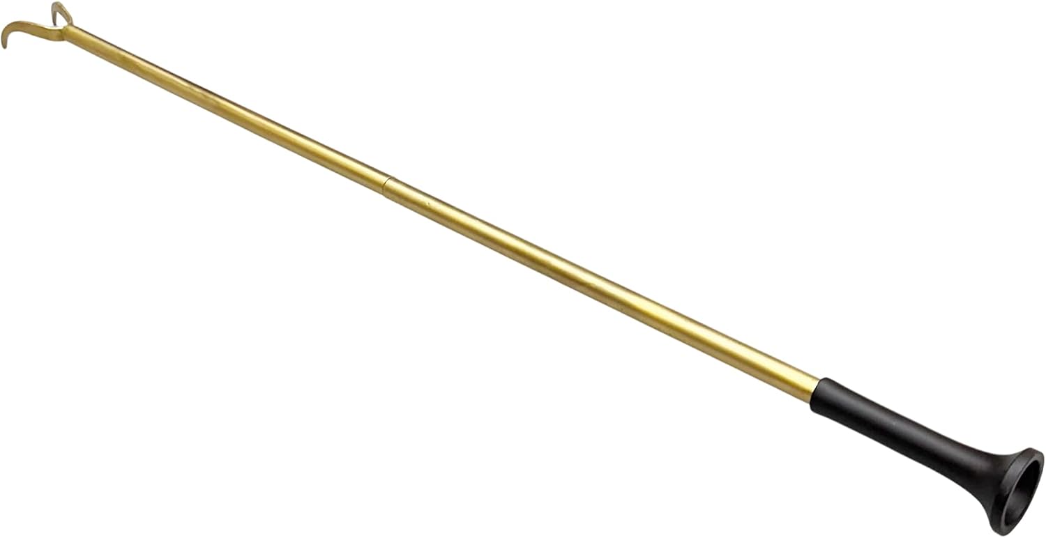 Blow Poke Fireplace Tool 32 Inch with Fire Poker, Handmade Fire Blowing Stick Split Type Compact Fire Starter, Fire Blow Stick Gold, Fire Poker Blower Stick, Fire Blower
