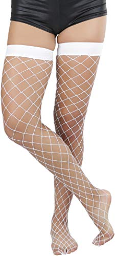 Image of ToBeInStyle Women's Diamond Large and Fine Fence Net Fishnet Nylon Thigh High