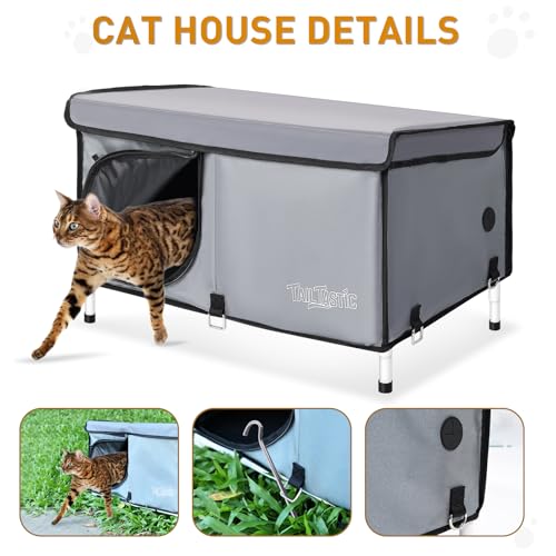 Tailtastic RXPT006-G Outdoor Cat House Elevated,Insulated Feral Cat House Outdoor For Winter,Waterproof Cat Outdoor Bed thumb #4